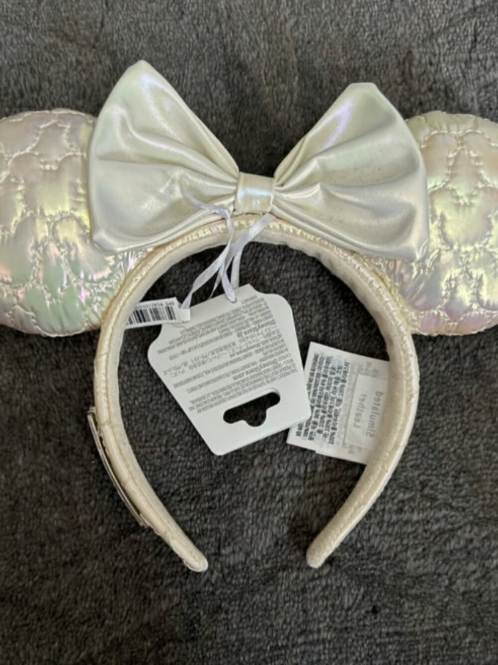 Disney Minnie Ears Loungefly Quilted Iridescent White Headband Mickey Ears